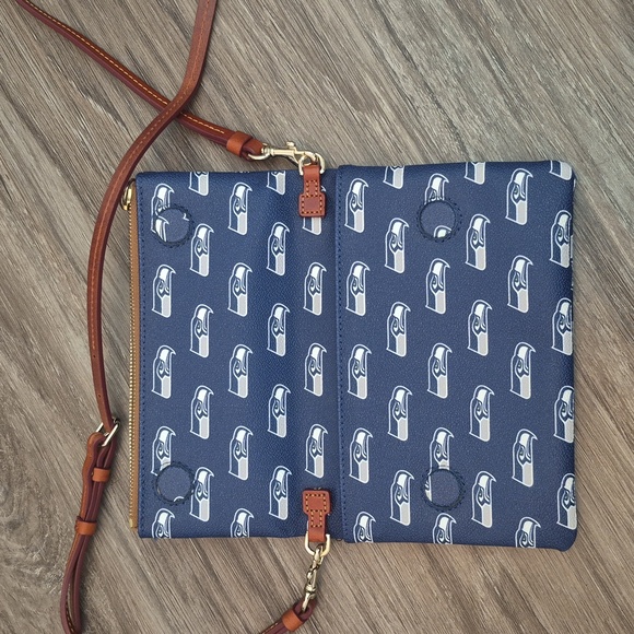 Dooney & Bourke Navy and Brown Crossbody Bag Seattle Seahawks - Picture 4 of 4